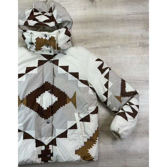 Polo Ralph Lauren Women M Aztec Coat Southwestern Puffer Navajo Tan $498 - Picture 3 of 8